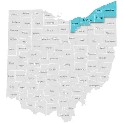 Map of Northeastern region of Ohio Help Me Grow