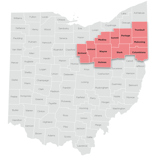 Map of Eastern region of Ohio Help Me Grow